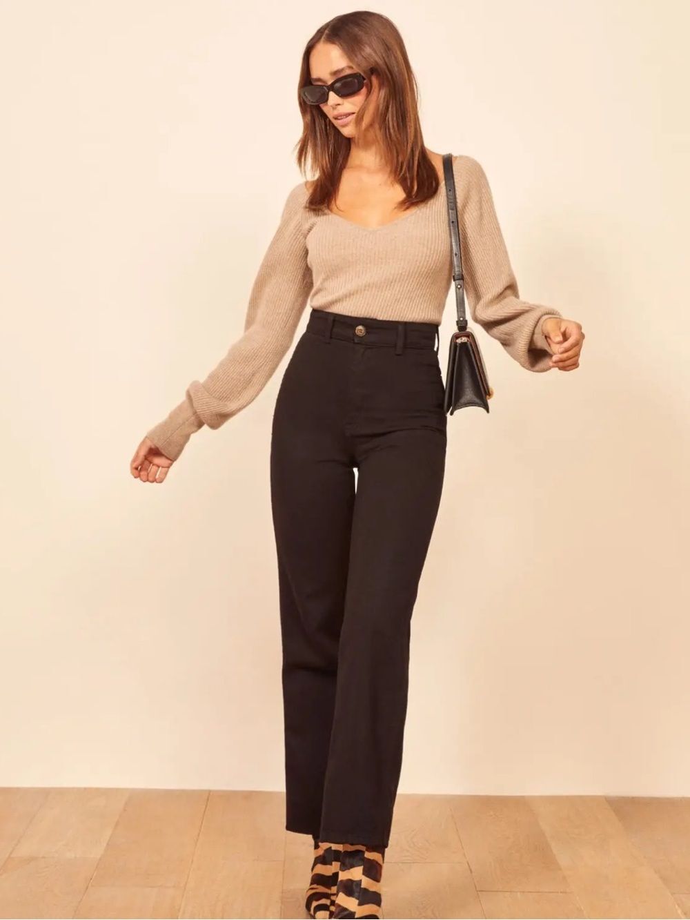 Reformation Jeans Marine Jean Black High Rise Straight Leg 25